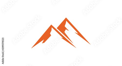 Sharp Orange Mountain Peak Logo Design.