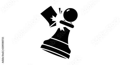 Tableau sur toile Broken Chess Pawn Icon Vector Graphic