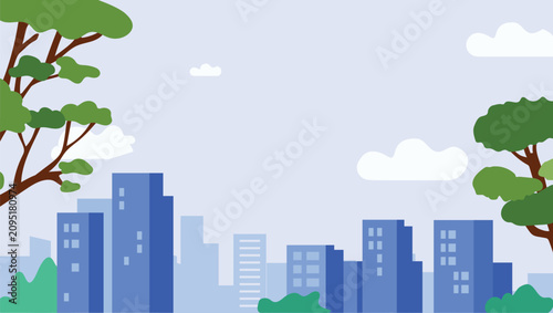 Flat Illustration of city with trees