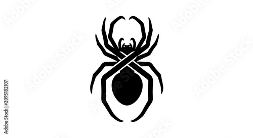 Εκτύπωση καμβά Minimalist Black Spider Silhouette Icon on White Background