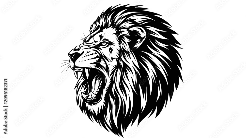 Obraz premium Fierce Roaring Lion Head Vector Illustration