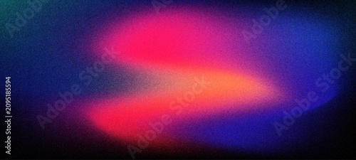 Tableau sur toile Dynamic neon grainy gradient background with intense pink blue and orange colors featuring high noise texture for synthwave retro vibe dark atmospheric design and creative digital art wallpaper