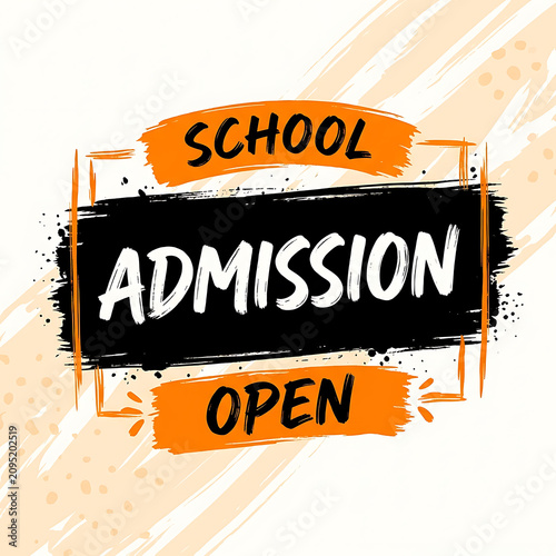 School admission open banner with brush stroke design