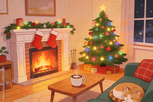 christmas tree with fireplace
