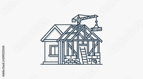 Foto Construction House Underway with Crane.