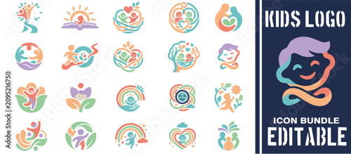 Fotografi Comprehensive Collection of Vibrant Kids Logo Templates Featuring Playful Design