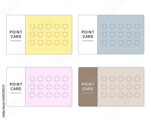 Point cards and loyalty stamp cards template set with 15 circles