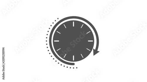 A clock icon indicating passing time with a circular arrow represents deadlines and scheduling management for professional project workflows.