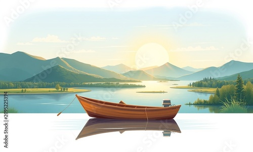 Serene Fishing Boat Landscape