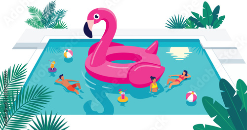 Obraz na plátně Pink Flamingo Pool Float Toy