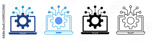 Technology Development Icon Set Multiple Style
