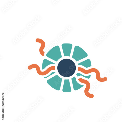Abstract circular shape with wavy lines