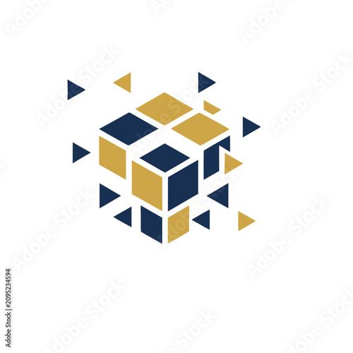 Abstract Cube and Triangles Geometric Design