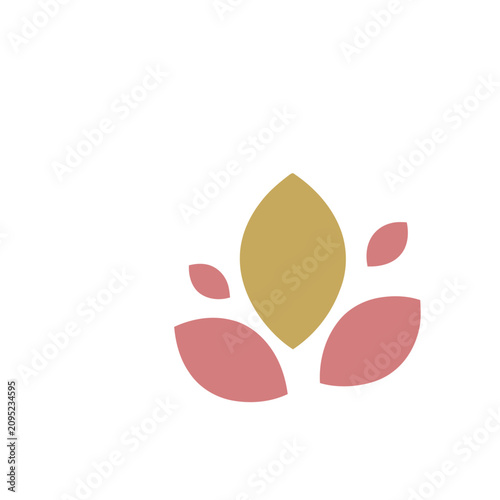 Abstract floral logo with gold and pink petals