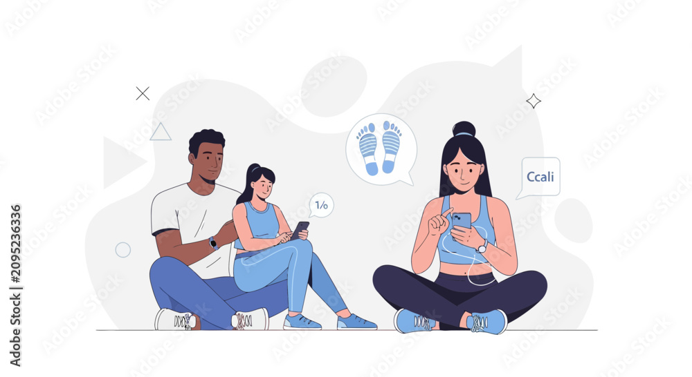 Obraz premium Diverse Family Using Fitness Apps and Smart Devices for Health Tracking and Wellness