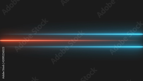 Obraz na płótnie Abstract glowing light lines with red and blue neon streaks on a dark background