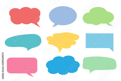 Speed bubble color text icons set on white background.