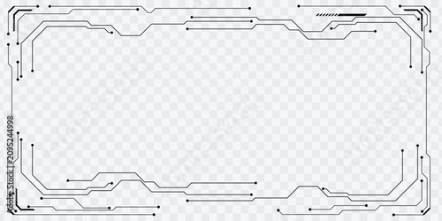 Futuristic circuit board frame with technology border isolated on transparent background