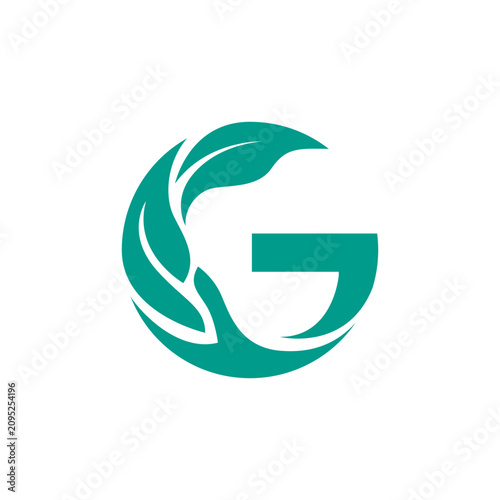 G logo with leaf and hand shape