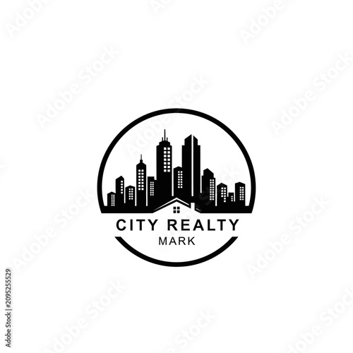 City Realty Mark Logo: Skyscraper Silhouette in Circle with House Icon