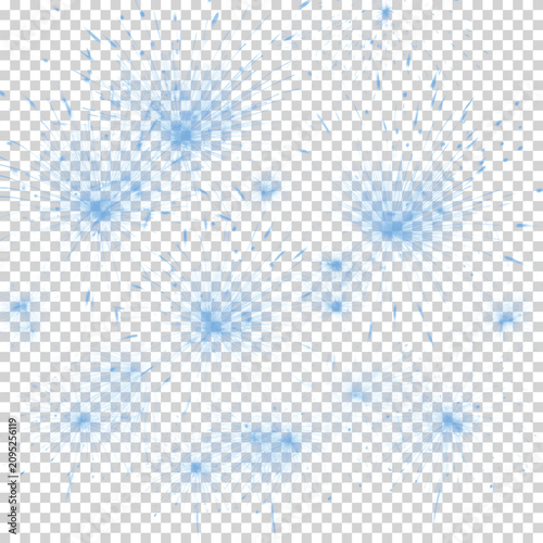 Blue Firework Burst Overlay Isolated on Transparent Background | Celebration Spark Effect PNG