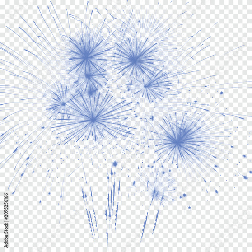 Blue Firework Burst Overlay Isolated on Transparent Background | Celebration Spark Effect PNG