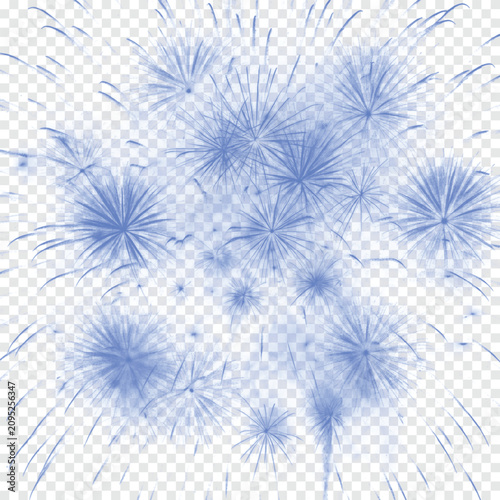 Blue Firework Burst Overlay Isolated on Transparent Background | Celebration Spark Effect PNG
