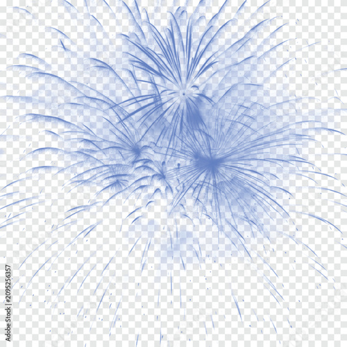 Blue Firework Burst Overlay Isolated on Transparent Background | Celebration Spark Effect PNG