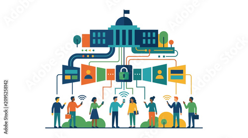 Foto Government Digital Security and Data Privacy Illustration