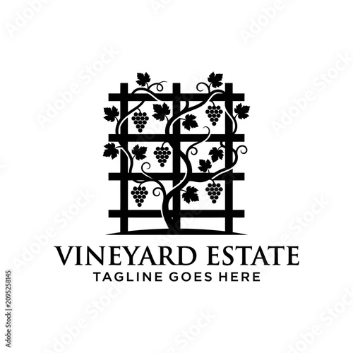 Canvastavla Grapevine trellis vineyard estate logo symbol.