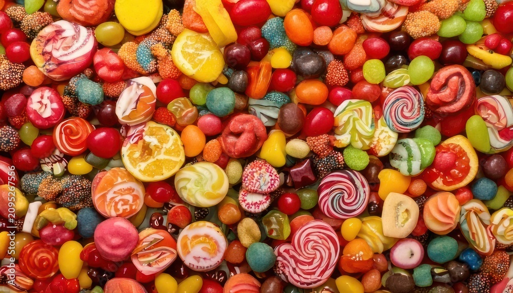 Fototapeta premium Colorful Candy Assortment - A Sweet and Tempting Confectionery Delight.