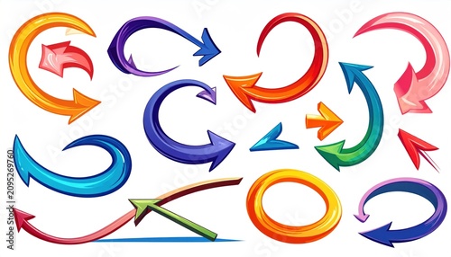 Colorful Cartoon Arrow Collection - Directional Graphics and Design Elements.