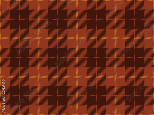 Fall plaid seamless pattern, dark chocolate brown check background autumn fabric texture