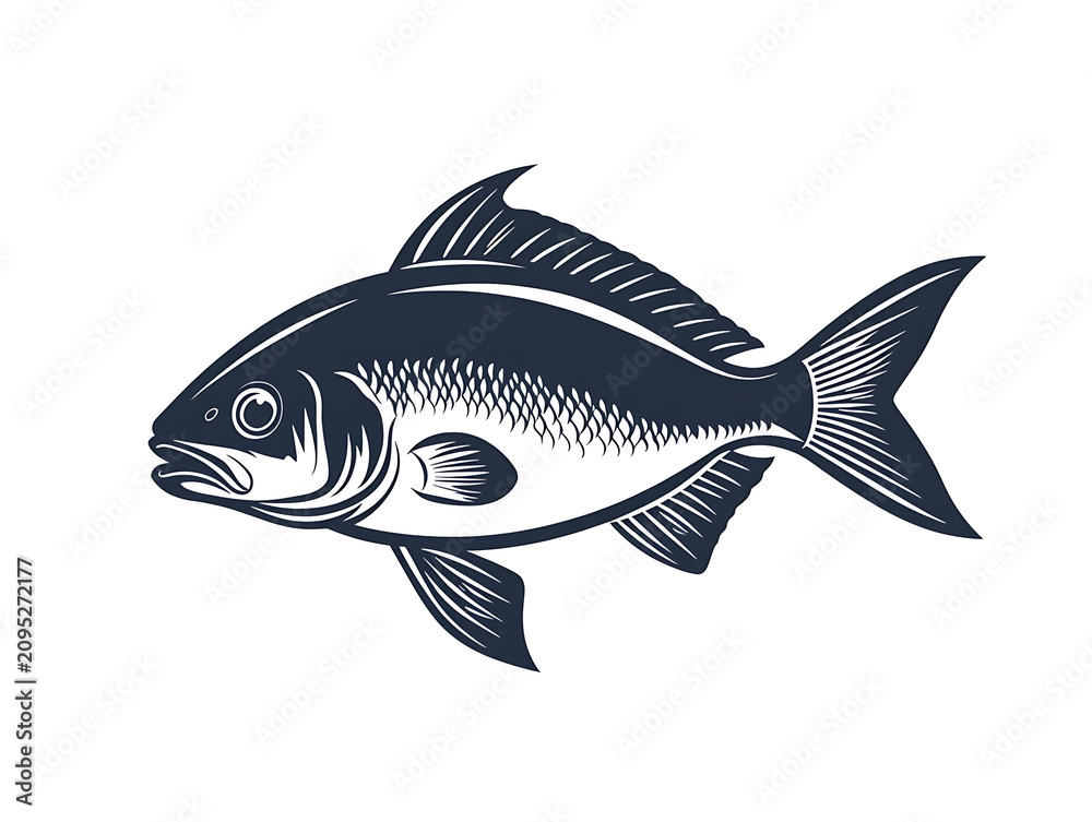 Fototapeta premium Colorful Fish Illustration Isolated on White Background