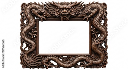 Intricate dragon frame design with empty space for artwork or display