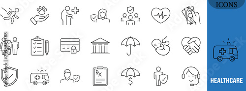 Принти на полотні Healthcare and insurance vector icons