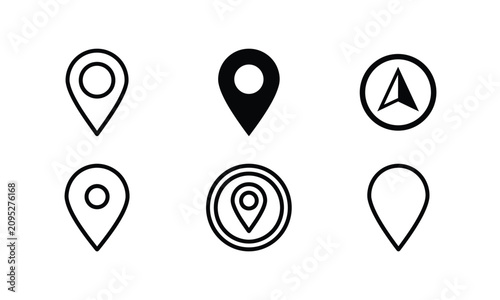Fotografie Location pin map pointer navigator compass mark set.