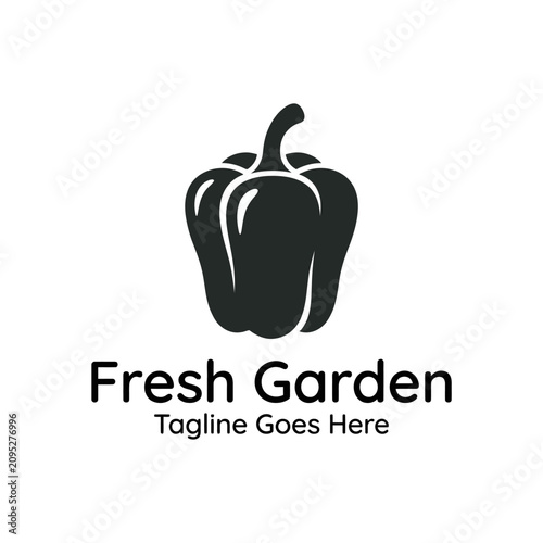 Minimal bell pepper silhouette logo for organic food.