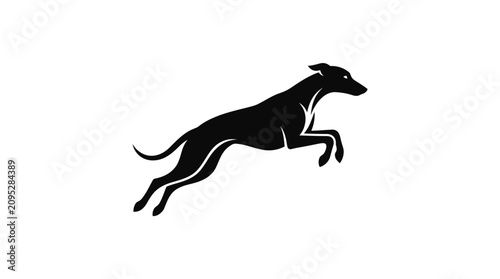 Obraz na płótnie Black silhouette of a jumping greyhound dog