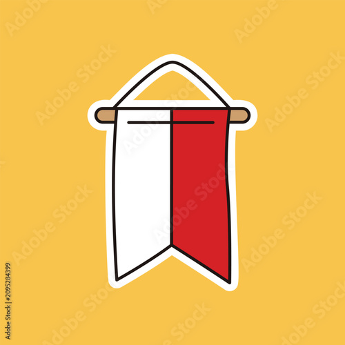 Indonesian Flag Vertical Pennant Banner Cartoon Sticker Vector