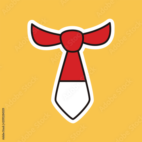 Red and White Indonesian School Uniform Tie Sticker Vector