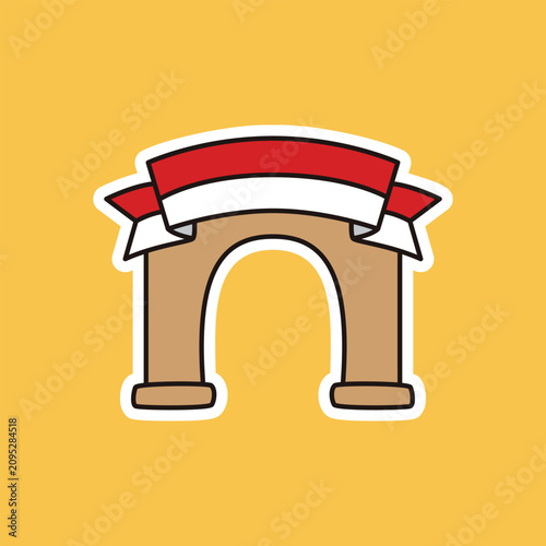 Indonesian Independence Day Archway Decoration Sticker Vector