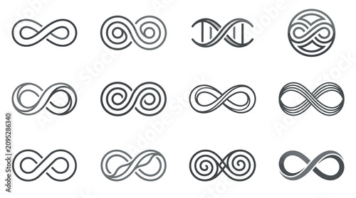 Obraz na plátne Infinity and DNA helix line icons collection.