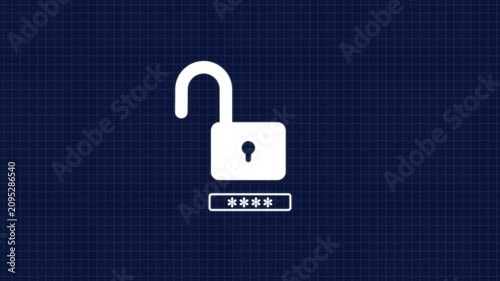 Unlocked Padlock with Password Security Icon. Open Lock and Password Protection Symbol.