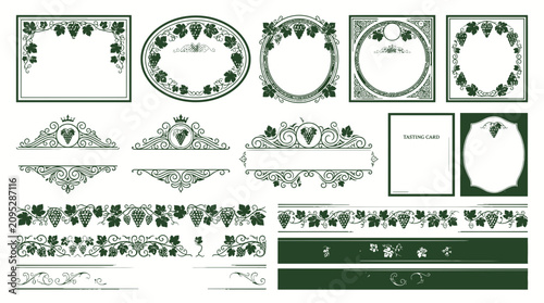 Vines and Grape Decorative Element Collection
