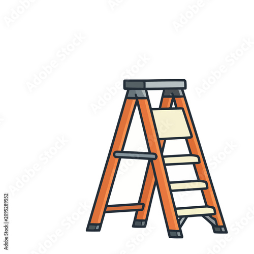 Orange A-frame stepladder illustration