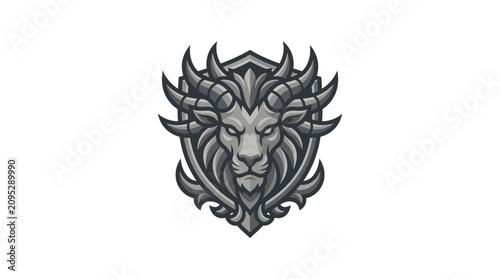 Tableau sur toile Chimera lion head heraldry shield emblem.