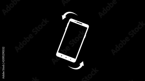 Mobile Device Rotation Animation Rotate Phone Instruction Icon. Rotate Your Phone Animation, Portrait to Landscape Orientation Icon.