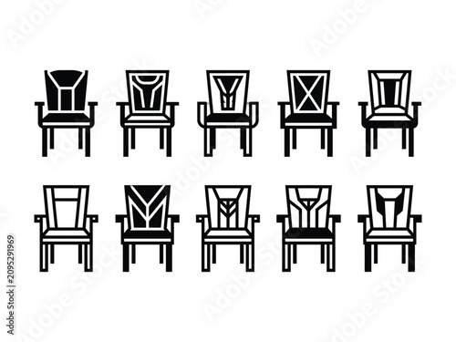 Quadro su tela Collection of various chair designs with armrests  multiple styles