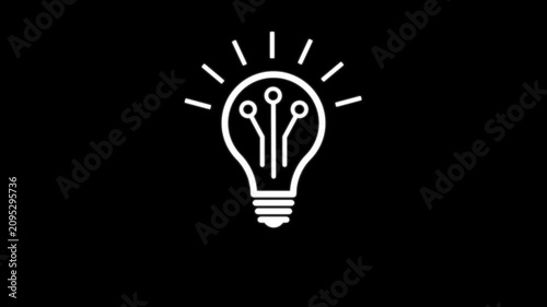 Animated Light Bulb Outline Icon. Light Bulb Line Icon Animation.